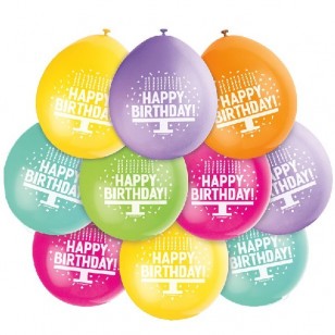 Happy Birthday Multi Colour Latex Balloons x10 Happy Birthday Multi Colour Latex Balloons x10